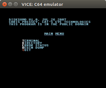 Screenshot of DiskSumo main menu
